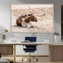 Texas Longhorn Wall Art Canvas Print – Framed Resting Bull by MyGreatCanvas | Canvas Wall Art Prints | Photo Prints & Wall Decor