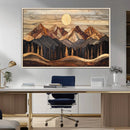 Wood Mountain Wall Art Canvas Print – Framed Boho Abstract