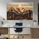 Wood Mountain Landscape Wall Art Canvas Print – Framed