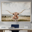 Texas Longhorn Wall Art Canvas Print – Framed Western Cow