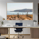 Desert Lake Wall Art – Framed Cactus Mountain Canvas by MyGreatCanvas | Canvas Wall Art Prints | Photo Prints & Wall Decor