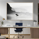 Surfer Beach Wall Art – Framed Black White Ocean Canvas by MyGreatCanvas | Canvas Wall Art Prints | Photo Prints & Wall Decor
