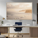 Misty Coastal Wall Art Canvas Print – Framed Golden Sunset by MyGreatCanvas | Canvas Wall Art Prints | Photo Prints & Wall Decor