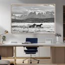 Wild Horses Wall Art – Framed Black White Mountain Canvas by MyGreatCanvas | Canvas Wall Art Prints | Photo Prints & Wall Decor