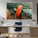 Surfer Stairway Wall Art – Framed Ocean Surf Canvas Artwork, by MyGreatCanvas | Canvas Wall Art Prints | Photo Prints & Wall Decor