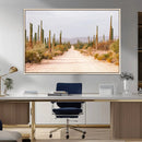Desert Cactus Lined Road Wall Art Canvas Print – Framed by MyGreatCanvas | Canvas Wall Art Prints | Photo Prints & Wall Decor