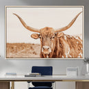 Longhorn Bull Wall Art Canvas Print – Framed Western Cow