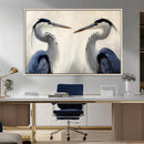 Blue Heron Pair Wall Art Canvas Print – Framed Coastal Bird