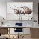 Longhorn Wall Art Canvas Print – Framed Western Cow Rustic