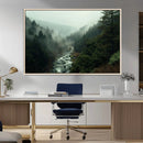 Misty Forest Wall Art Canvas Print – Framed Foggy River