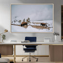 Bison Wildlife Wall Art Canvas Print – Framed Snowy Prairie
