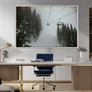 Ski Lift Wall Art Canvas Print – Snowy Pines Misty Landscape
