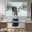 Moose Snow Wall Art Canvas Print – Framed Winter Wildlife