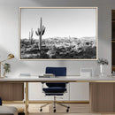 Saguaro Cactus Wall Art Canvas Print – Framed Monochrome