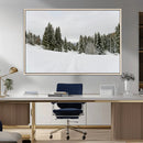 Frosty Pines Wall Art Canvas Print – Framed Silent Snowfall