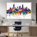 Atlanta Skyline Wall Art Canvas Print – Framed Colorful