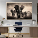 Elephant Family Wall Art Canvas Print, Framed Elephant Wall