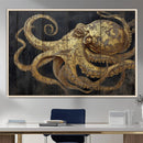 Octopus Wall Art Canvas Print – Gold Detail Wooden Marine by MyGreatCanvas | Canvas Wall Art Prints | Photo Prints & Wall Decor