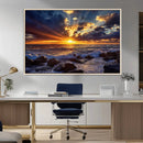 Sunset Ocean Wall Art Canvas Print – Waves Rocky Shore by MyGreatCanvas | Canvas Wall Art Prints | Photo Prints & Wall Decor