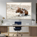 Majestic Longhorn Wall Art Canvas Print – Resting on Sunlit by MyGreatCanvas | Canvas Wall Art Prints | Photo Prints & Wall Decor