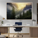 Misty Forest Sunrise Mountain Valley Pine Trees Foggy by MyGreatCanvas | Canvas Wall Art Prints | Photo Prints & Wall Decor
