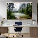 Misty Lake Forest Green Trees Calm Water Reflection Mountain by MyGreatCanvas | Canvas Wall Art Prints | Photo Prints & Wall Decor