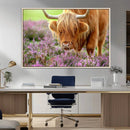 Highland Cow Wall Art Canvas Print – Framed Purple Flowers by MyGreatCanvas | Canvas Wall Art Prints | Photo Prints & Wall Decor