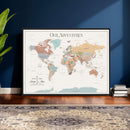 Personalized Push Pin World Map Canvas – Custom Framed