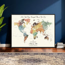 Detailed Custom World Map Print – Framed Custom Push Pin