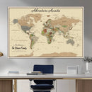 Personalized Push Pin Map with Pin Wall Art Canvas Print –