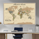Personalized Push Pin Map with Pin Wall Art Canvas Print –