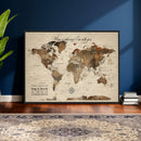 Large Custom World Map Canvas – Custom Framed Push Pin