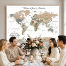 Customized Push Pin World Map Wall Art Canvas Print with