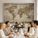 Personalized World Map Wall Art Canvas Print – Custom Push