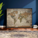 Personalized World Map Wall Art Canvas Print – Custom Push