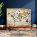 Personalized World Map Wall Art Canvas Print – Custom Push