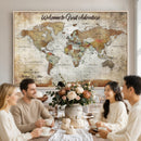 Personalized World Map Wall Art Canvas Print – Custom Push