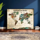 Grunge Personalized World Map Wall Art Canvas Print – Custom