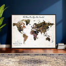 Personalized Push Pin World Map Canvas Print – Custom Framed