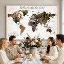 Personalized Push Pin World Map Canvas Print – Custom Framed