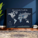 Framed Personalized World Map Custom Travel Memory Gift