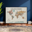 Custom Framed World Map Canvas Print – Personalized Push Pin