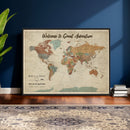 Personalized Push Pin World Map Canvas – Custom Framed