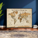 Personalized World Map Canvas Print – Custom Push Pin Framed