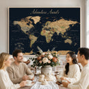 Personalized World Map Wall Art Print – Custom Push Pin
