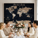 Personalized Blue World Map Canvas – Custom Framed Push Pin