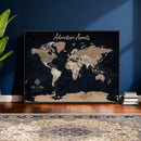 Personalized Blue World Map Canvas – Custom Framed Push Pin