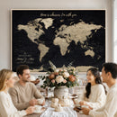 Framed Custom World Map Canvas Print – Custom Push Pin