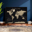 Framed Custom World Map Canvas Print – Custom Push Pin