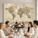 Custom Framed Push Pin Map Wall Art Canvas Print, Rustic